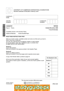 UNIVERSITY OF CAMBRIDGE INTERNATIONAL EXAMINATIONS General Certificate of Education Ordinary Level 5070/02