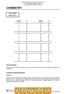 General Certificate of Education Ordinary Level 5070 Chemistry November 2009