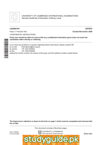 UNIVERSITY OF CAMBRIDGE INTERNATIONAL EXAMINATIONS General Certificate of Education Ordinary Level 5070/03