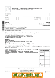 UNIVERSITY OF CAMBRIDGE INTERNATIONAL EXAMINATIONS General Certificate of Education Ordinary Level 5090/02