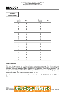 General Certificate of Education Ordinary Level 5090 Biology November 2009