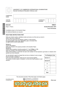 UNIVERSITY OF CAMBRIDGE INTERNATIONAL EXAMINATIONS General Certificate of Education Ordinary Level 5090/21