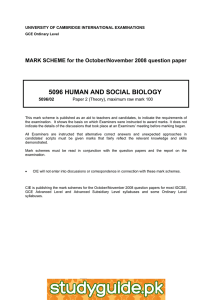 5096 HUMAN AND SOCIAL BIOLOGY