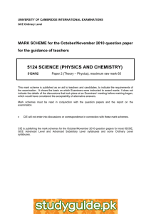 5124 SCIENCE (PHYSICS AND CHEMISTRY)  for the guidance of teachers