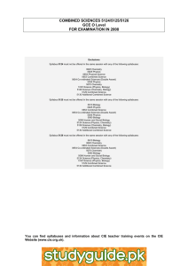 COMBINED SCIENCES 5124/5125/5126 GCE O Level FOR EXAMINATION IN 2008