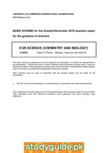 5126 SCIENCE (CHEMISTRY AND BIOLOGY)  for the guidance of teachers