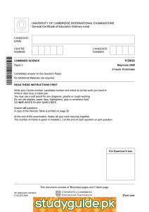 UNIVERSITY OF CAMBRIDGE INTERNATIONAL EXAMINATIONS General Certificate of Education Ordinary Level 5129/02