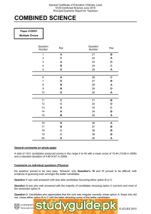 General Certificate of Education Ordinary Level 5129 Combined Science June 2010