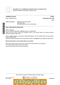 UNIVERSITY OF CAMBRIDGE INTERNATIONAL EXAMINATIONS General Certificate of Education Ordinary Level  5129/01