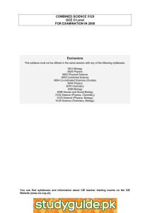 COMBINED SCIENCE 5129 GCE O Level FOR EXAMINATION IN 2008