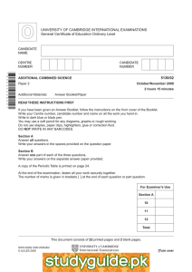 UNIVERSITY OF CAMBRIDGE INTERNATIONAL EXAMINATIONS General Certificate of Education Ordinary Level 5130/02