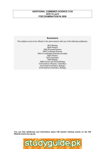 ADDITIONAL COMBINED SCIENCE 5130 GCE O Level FOR EXAMINATION IN 2008