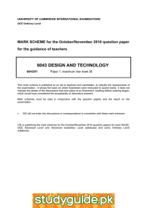 6043 DESIGN AND TECHNOLOGY  for the guidance of teachers