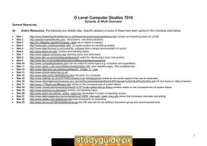 O Level Computer Studies 7010 Scheme of Work Overview General Resources (a)