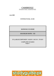 www.xtremepapers.net MARKING SCHEME MAXIMUM MARK: 100 INTERNATIONAL GCSE