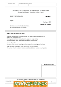 UNIVERSITY OF CAMBRIDGE INTERNATIONAL EXAMINATIONS General Certificate of Education Ordinary Level