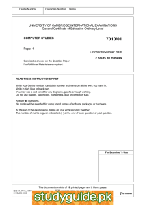 UNIVERSITY OF CAMBRIDGE INTERNATIONAL EXAMINATIONS General Certificate of Education Ordinary Level