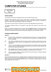 General Certificate of Education Ordinary Level 7010 Computer Studies November 2009