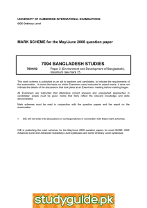 7094 BANGLADESH STUDIES  MARK SCHEME for the May/June 2008 question paper