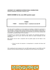 MARK SCHEME for the June 2005 question paper 7100/01