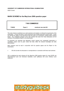 MARK SCHEME for the May/June 2006 question paper  7100 COMMERCE