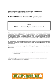 MARK SCHEME for the November 2004 question paper 7100/01