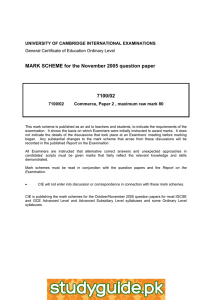 MARK SCHEME for the November 2005 question paper 7100/02