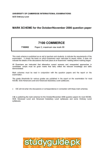 7100 COMMERCE  MARK SCHEME for the October/November 2006 question paper