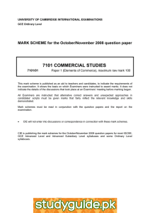 7101 COMMERCIAL STUDIES  MARK SCHEME for the October/November 2008 question paper