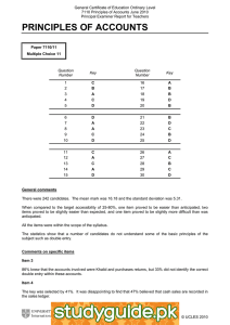General Certificate of Education Ordinary Level Principal Examiner Report for Teachers