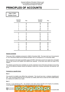 General Certificate of Education Ordinary Level Principal Examiner Report for Teachers