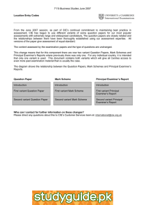 7115 Business Studies June 2007 Location Entry Codes