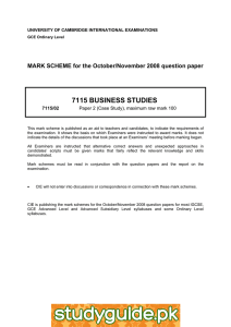 7115 BUSINESS STUDIES  MARK SCHEME for the October/November 2008 question paper