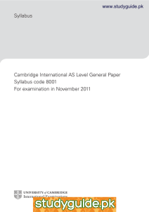 Syllabus Cambridge International AS Level General Paper Syllabus code 8001