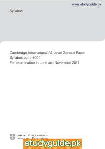 Syllabus Cambridge International AS Level General Paper Syllabus code 8004