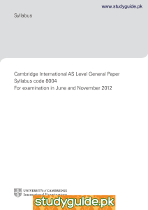 Syllabus Cambridge International AS Level General Paper Syllabus code 8004