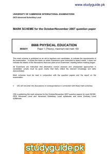 www.studyguide.pk 8666 PHYSICAL EDUCATION