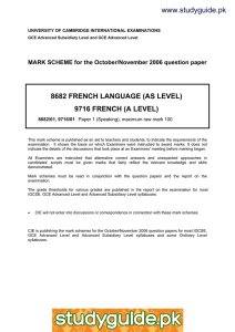 www.studyguide.pk 8682 FRENCH LANGUAGE (AS LEVEL) 9716 FRENCH (A LEVEL)