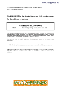 www.studyguide.pk 8682 FRENCH LANGUAGE