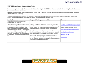 www.studyguide.pk UNIT 6: Discursive and Argumentative Writing
