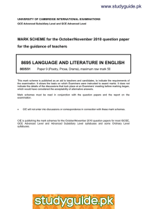 www.studyguide.pk 8695 LANGUAGE AND LITERATURE IN ENGLISH