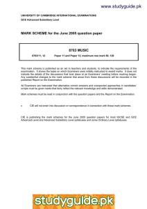 www.studyguide.pk MARK SCHEME for the June 2005 question paper  8703 MUSIC