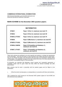 www.studyguide.pk  MARK SCHEME for the November 2003 question papers MATHEMATICS