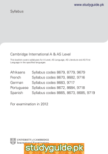 Syllabus Cambridge International A &amp; AS Level www.studyguide.pk