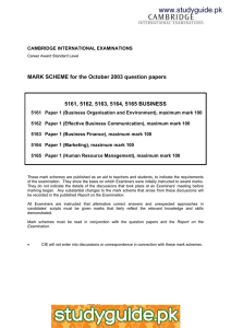 www.studyguide.pk MARK SCHEME for the October 2003 question papers