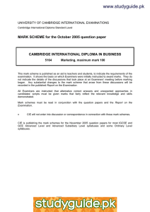 www.studyguide.pk MARK SCHEME for the October 2005 question paper