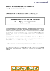 www.studyguide.pk MARK SCHEME for the October 2006 question paper