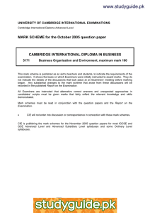 www.studyguide.pk MARK SCHEME for the October 2005 question paper