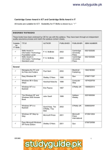 www.studyguide.pk Cambridge Career Award in ICT and Cambridge Skills Award in... ü