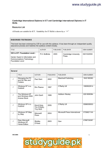 www.studyguide.pk Cambridge International Diploma in ICT and Cambridge International Diploma in... Skills Resource List